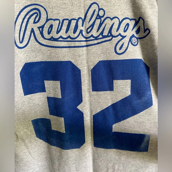 Vintage 70s 80s Rayon Blend Rawlings Football Baseball Cut Jersey Blue Gray Med - Picture 7 of 12